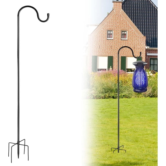 46 Inch Shepherds Hooks for Bug Zapper Outdoor Mosquito Lamp Hanging Stands with 5 Prongs Base Bird Feeder Pole Garden Plant Hanging Pole Ground Stake for Flower Wedding Decor Lantern Light