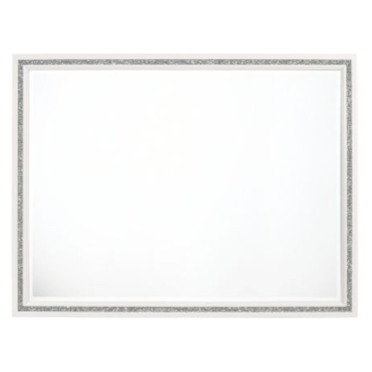 Elegant 46'' White Solid Wood Landscape Mirror with Silver Accents
