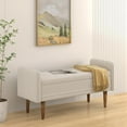 thumbnail image 1 of 46 Inches Flip-Open Storage Ottoman Bench, Storage Chest, Footrest with Legs, Teddy End of Bed Bench for Living Room, Bedroom, Entryway, Beige, 1 of 9