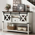 thumbnail image 1 of 46'' Large Farmhouse Entryway Table with Sliding Barn Doors, Console Table Sofa Side Table with Storage Drawer for Hallway, Living Room(Antique White-Entryway Table), 1 of 8
