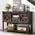 thumbnail image 1 of 46'' Large Farmhouse Entryway Table w/Sliding Barn Doors, Industrial Rustic Console Table Sofa Side Table with Storage Drawer for Hallway, Living Room(Rustic Brown-Entryway Table), 1 of 8