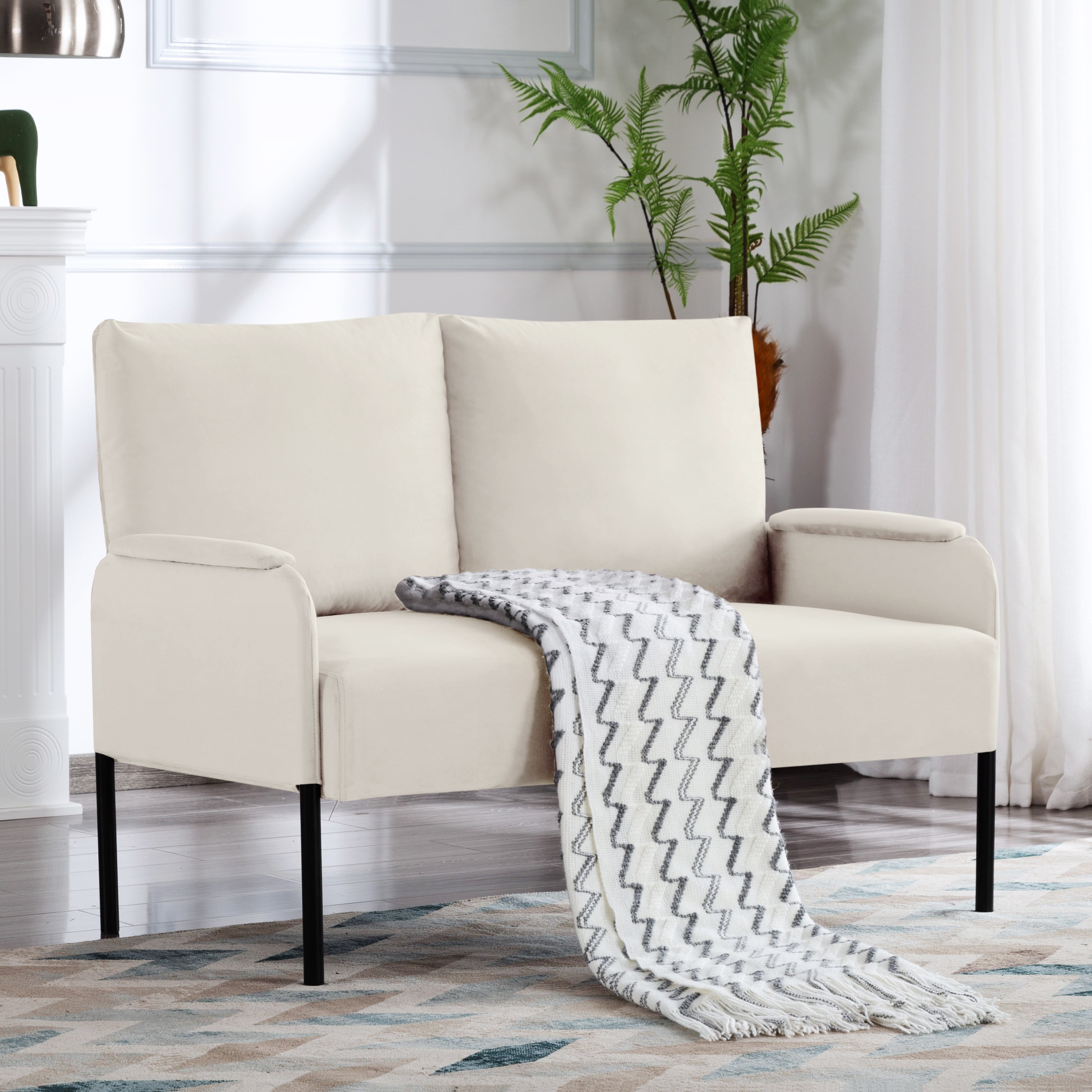 46" Modern Small Loveseat Sofa Couch for Small Spaces,Upholstered 2 ...