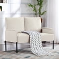 thumbnail image 1 of 46" Modern Small Loveseat Sofa Couch for Small Spaces,Upholstered 2-Seater Love Seats with Iron Legs for Apartment, Bedroom, Dorm, Office,Beige, 1 of 7