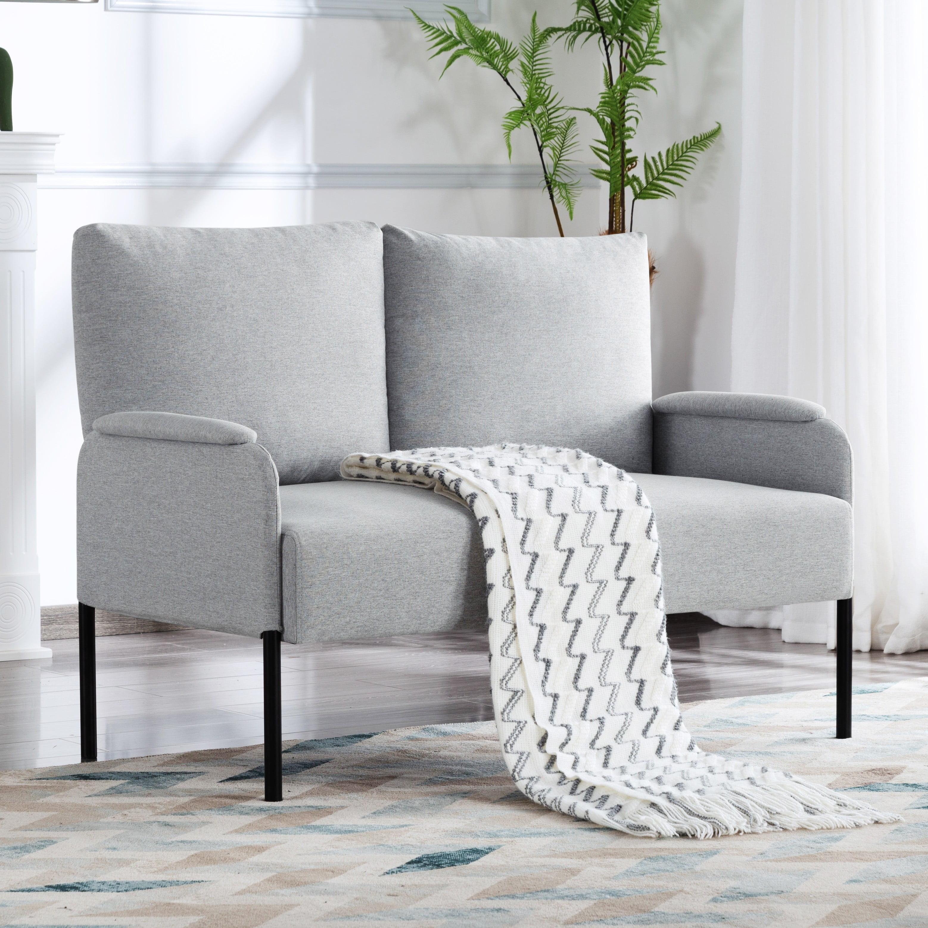 46" Modern Small Loveseat Sofa Couch for Small Spaces,Upholstered 2 ...