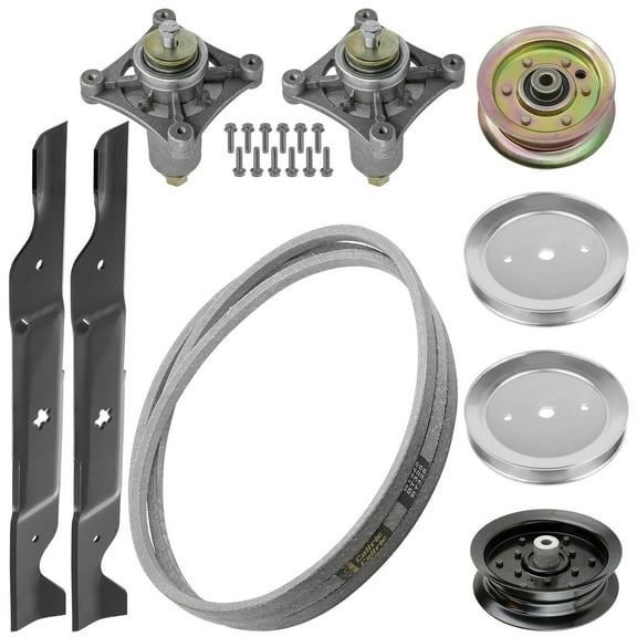 46" Mower Deck Spindle, Blade & Belt Pulley Kit - Compatible with Select Riding Tractors (Fits 46" Cutting Decks)