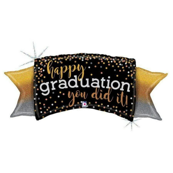 46 Ombre Graduation Holograpric Mylar Balloon