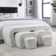 thumbnail image 1 of Upholstered Nesting Bench with Four Nested Benches, Teddy Fabric End of Bed Bench, Contemporary Nesting Ottoman Bench for Living Room Entryway Dining Room, White Teddy, 1 of 9