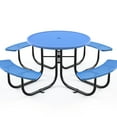thumbnail image 1 of 46" Outdoor Round Steel Picnic Table | Cozy Mesh Seating | Industrial Strength Steel & Finish | Portable or Fixed Installation, 1 of 5