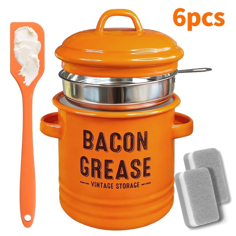 46 Oz Grease Container with Filter and Scraper, 2026 New Bacon Grease ...