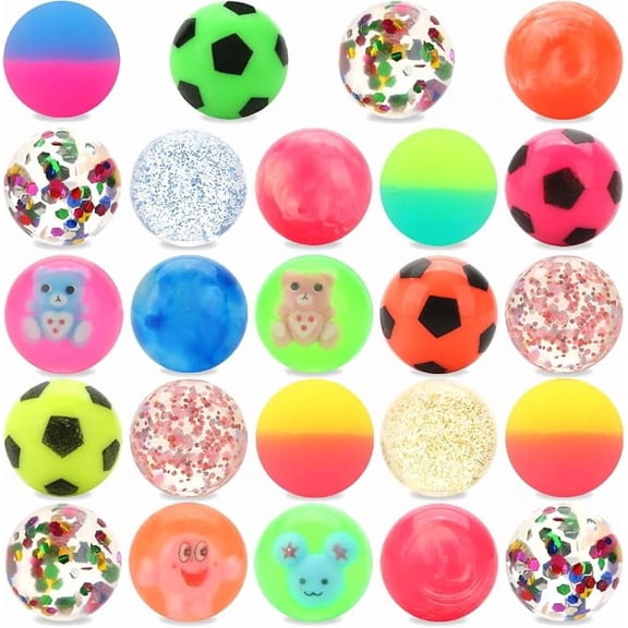 46 Pack Bouncy Ball Bulk, Assorted High Bouncing Balls for Party Favors