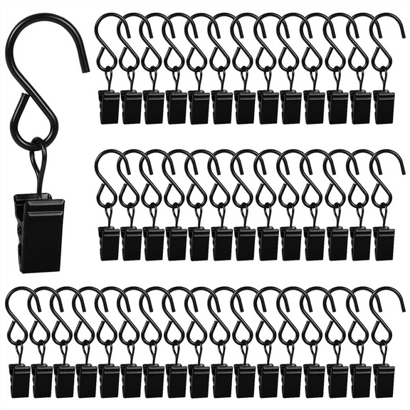 46 Pack Curtain Hooks Metal Clips, Light Clips for Outside String Lights Rod Photo Small