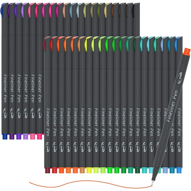 Lineon 46 Pack Journaling Set: 40 Bright Colored Fineliner Pens & 6 ...