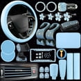 46 Pcs Bling Car Accessories Set for Women Leather Steering Wheel Cover