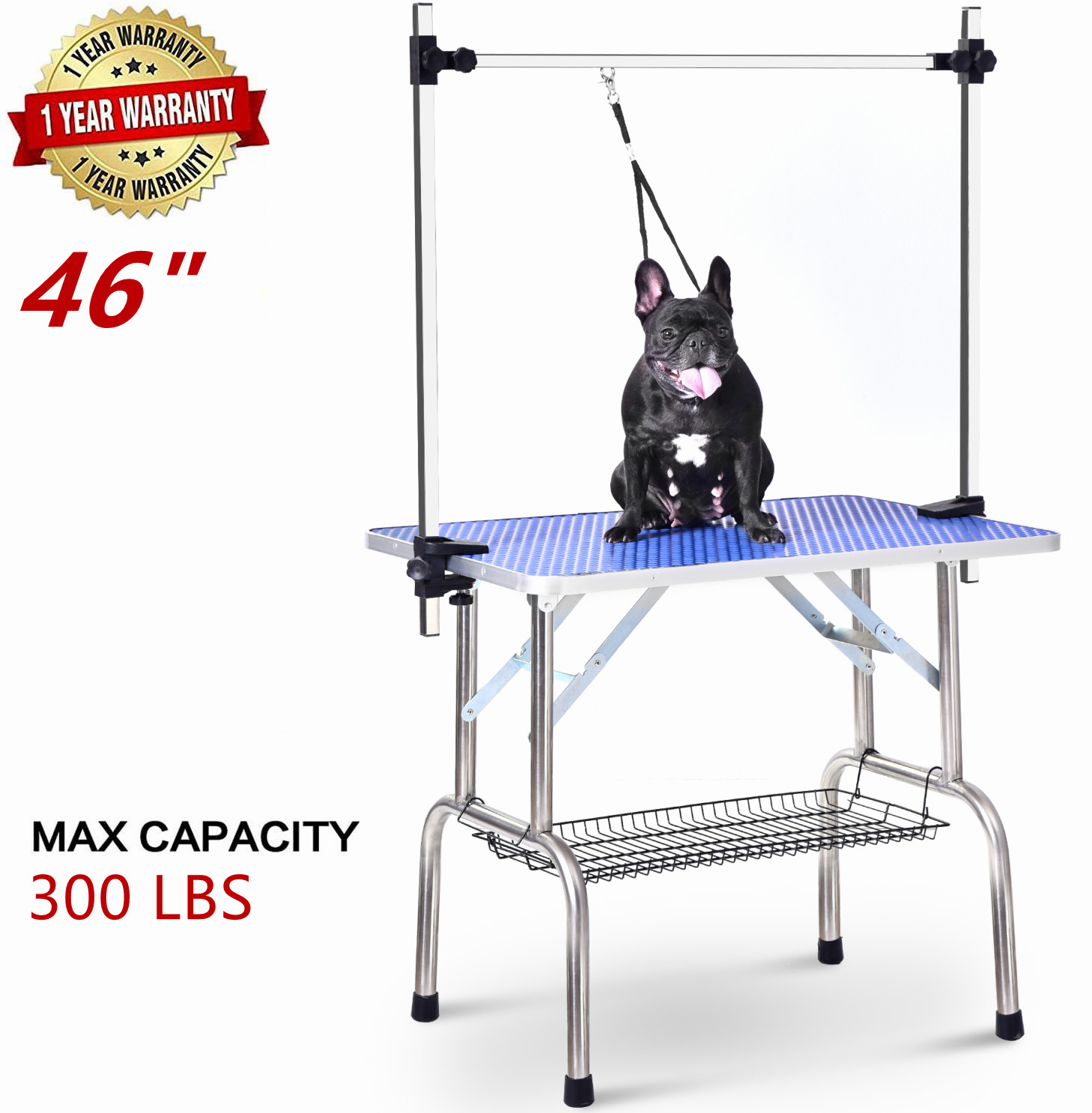 46" Pet Grooming Table for Large Dogs Adjustable Height Portable