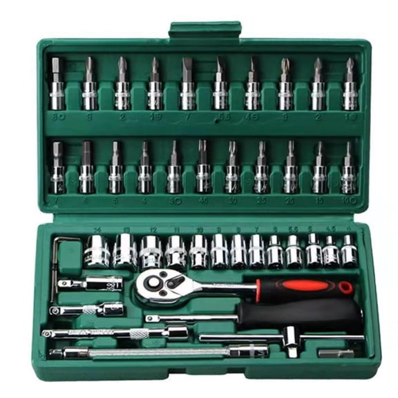 46 -Piece 1/4-inch Screwdriver Drive Socket Bit Set Metric Ratchet Wrench Tools Kit For Automotive Repairing Household