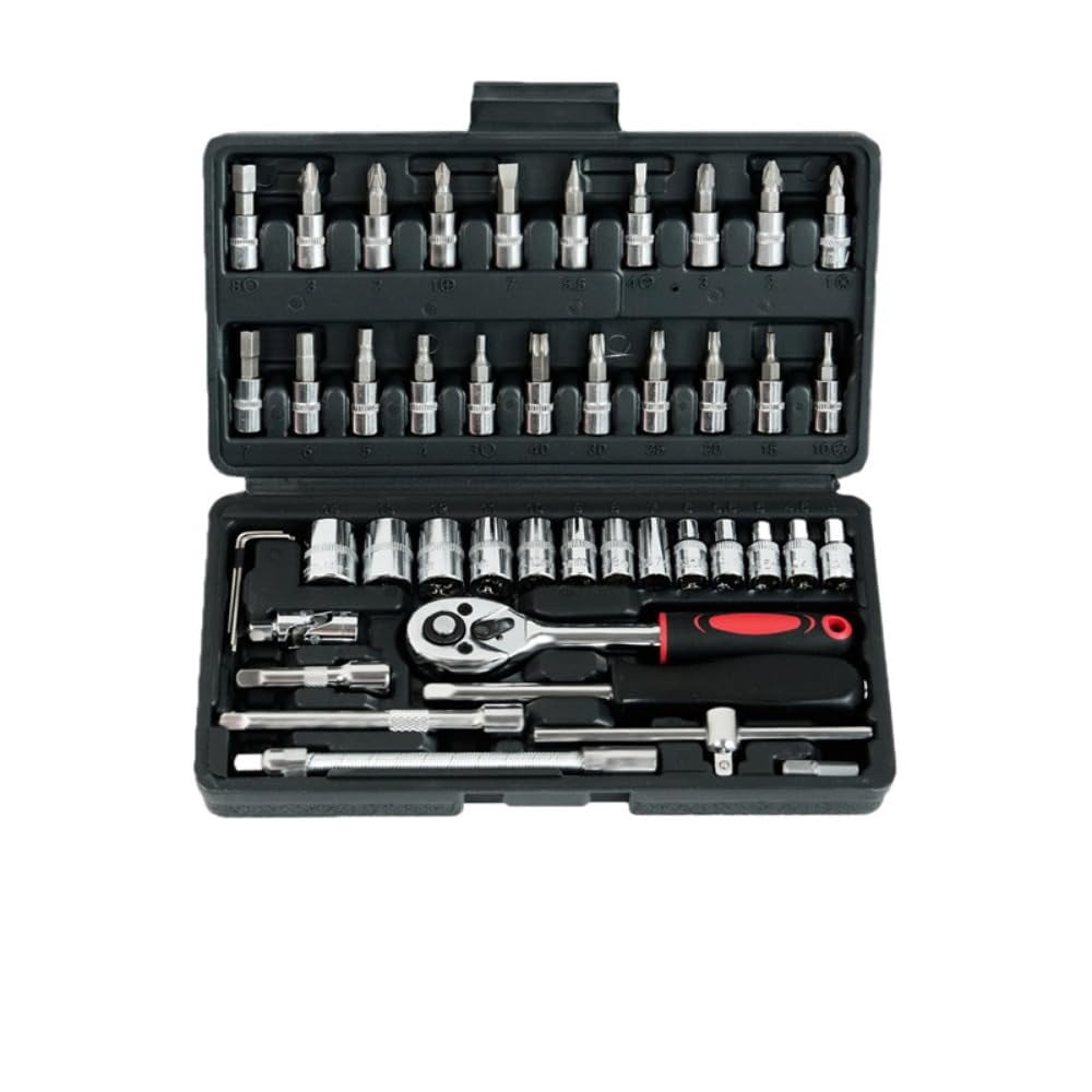 46 -Piece 1/4-inch Screwdriver Drive Socket Bit Set Metric Ratchet ...