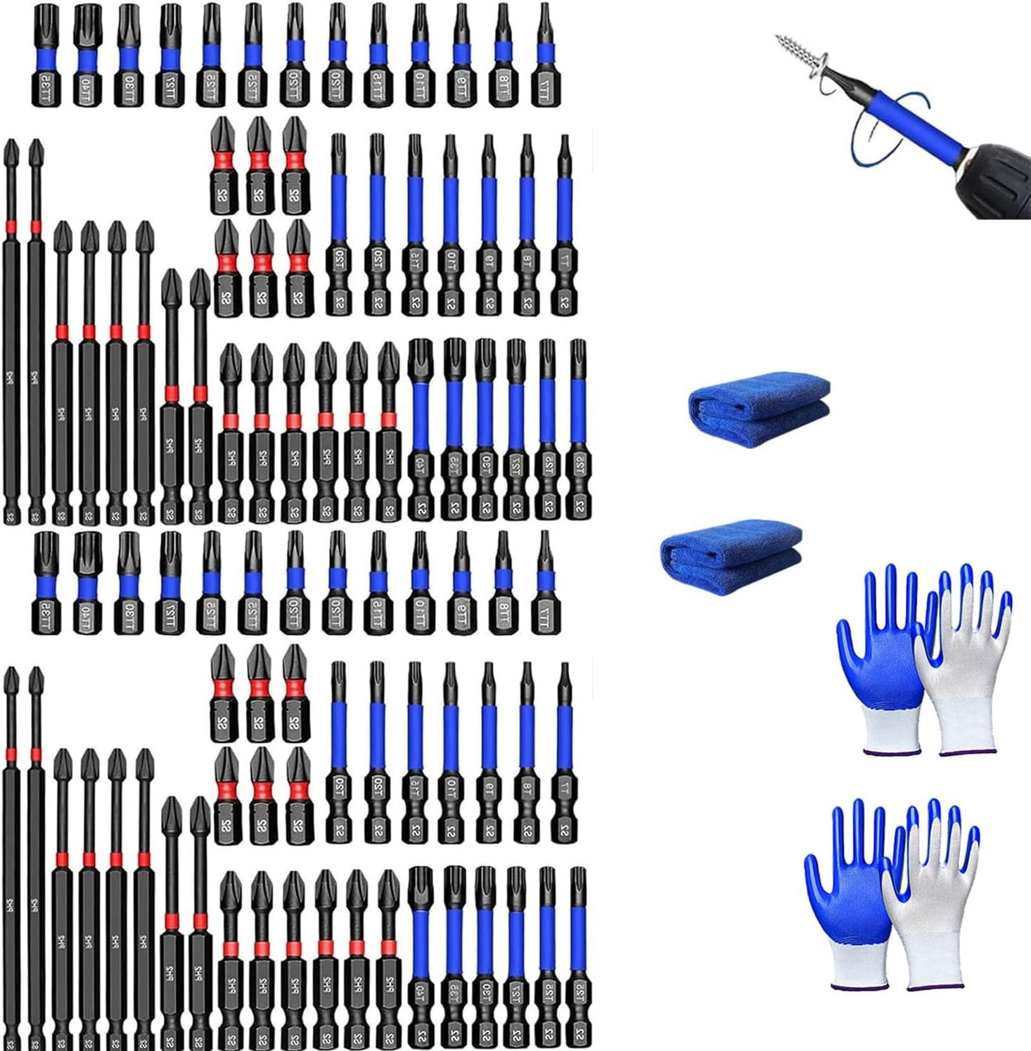 46-Piece Magnetic Impact Nut Driver Set, High Magnetic Screwdriver Drill Bit Set, Anti-Slip Impact Driver Bits Sets, for Home DIY and Workshop Work