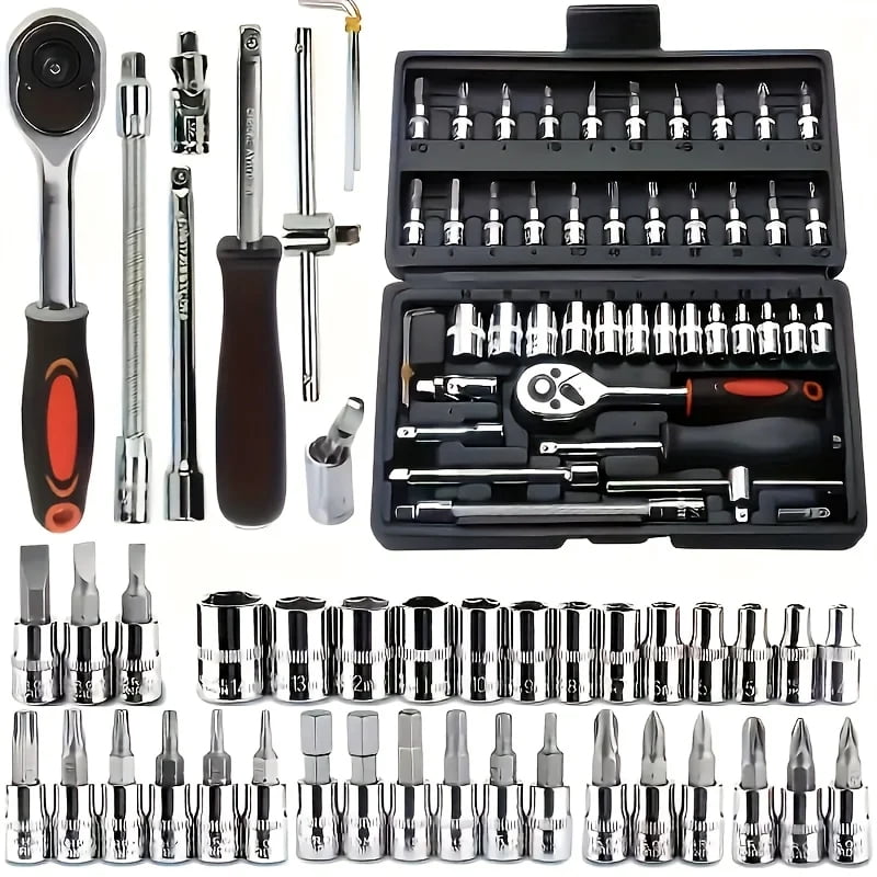 46 Piece Magnetic Screwdriver Set with Case, Slotted, Phillips, Hex and Precision Drivers with Demagnetizer Tool