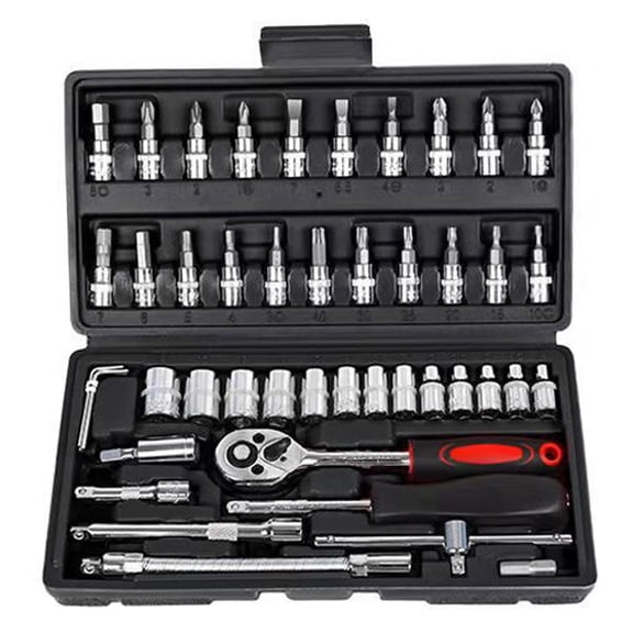 46 Piece Socket Wrench Set Car Repair Tool Socket Car Parts Toolbox Set black