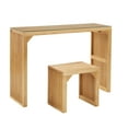 thumbnail image 1 of 46'' Pine Dining Bench and Table, Indoor Wood Bench for Entryway,Living Room,Kitchen and Bedroom Table and Bench Set (Nature, Bench & Table) Small Tempered glass included, 1 of 1