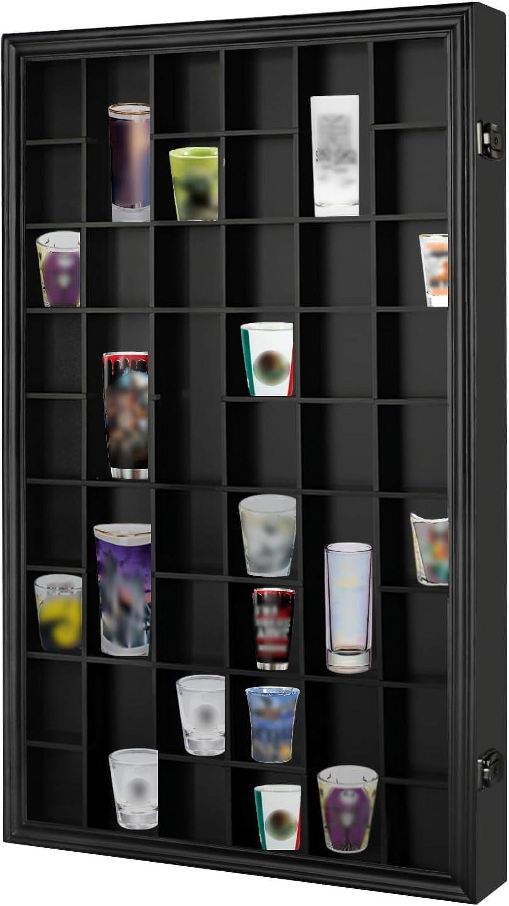 46 Shot Glass Display Case with UV Protection Acrylic Door and ...