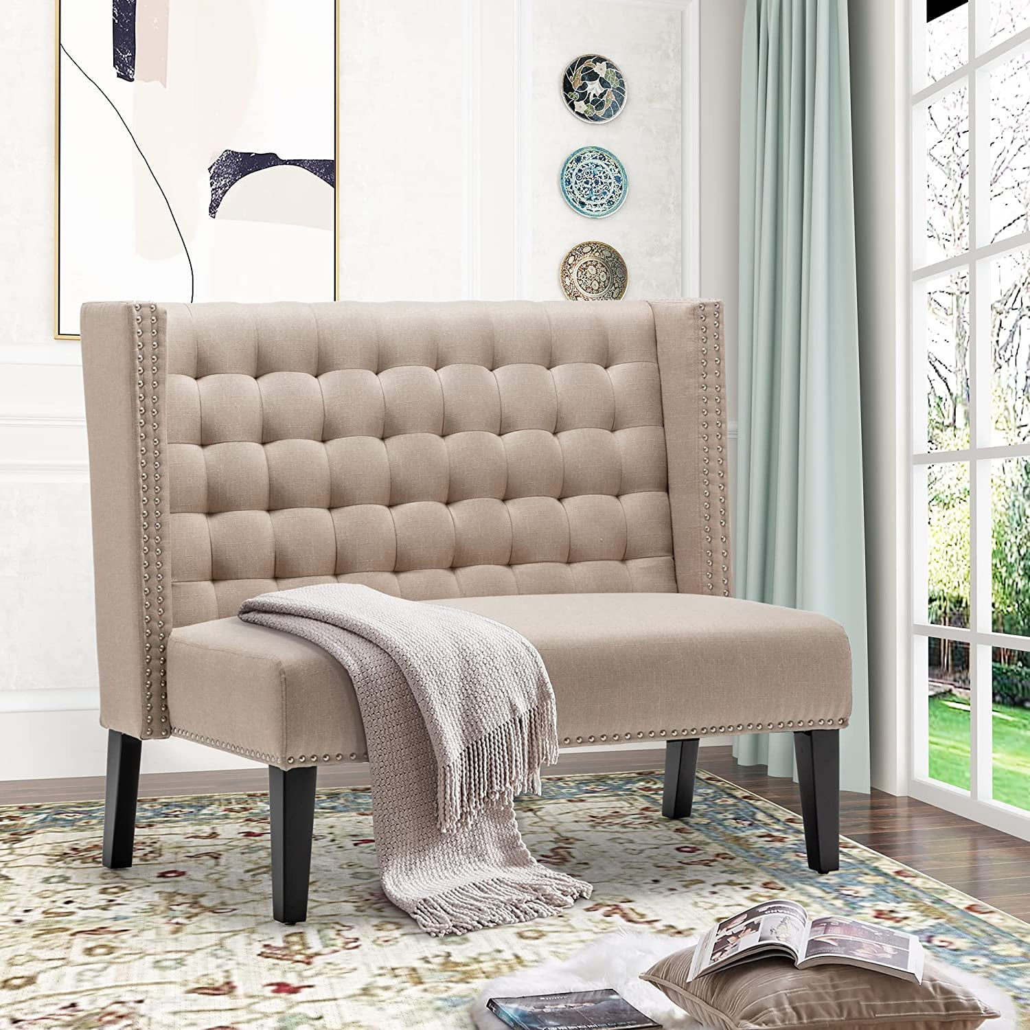 46" Small Modern Loveseat Settee Sofa 2-Seat Sofa Couch Tufted Love ...