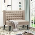 thumbnail image 1 of 46" Small Modern Loveseat Settee Sofa 2-Seat Sofa Couch Tufted Love Seat Dining Bench with Nail Head Trim Back Banquette Sofas for Living Room Small Space Entryway Hallway Khaki, 1 of 9
