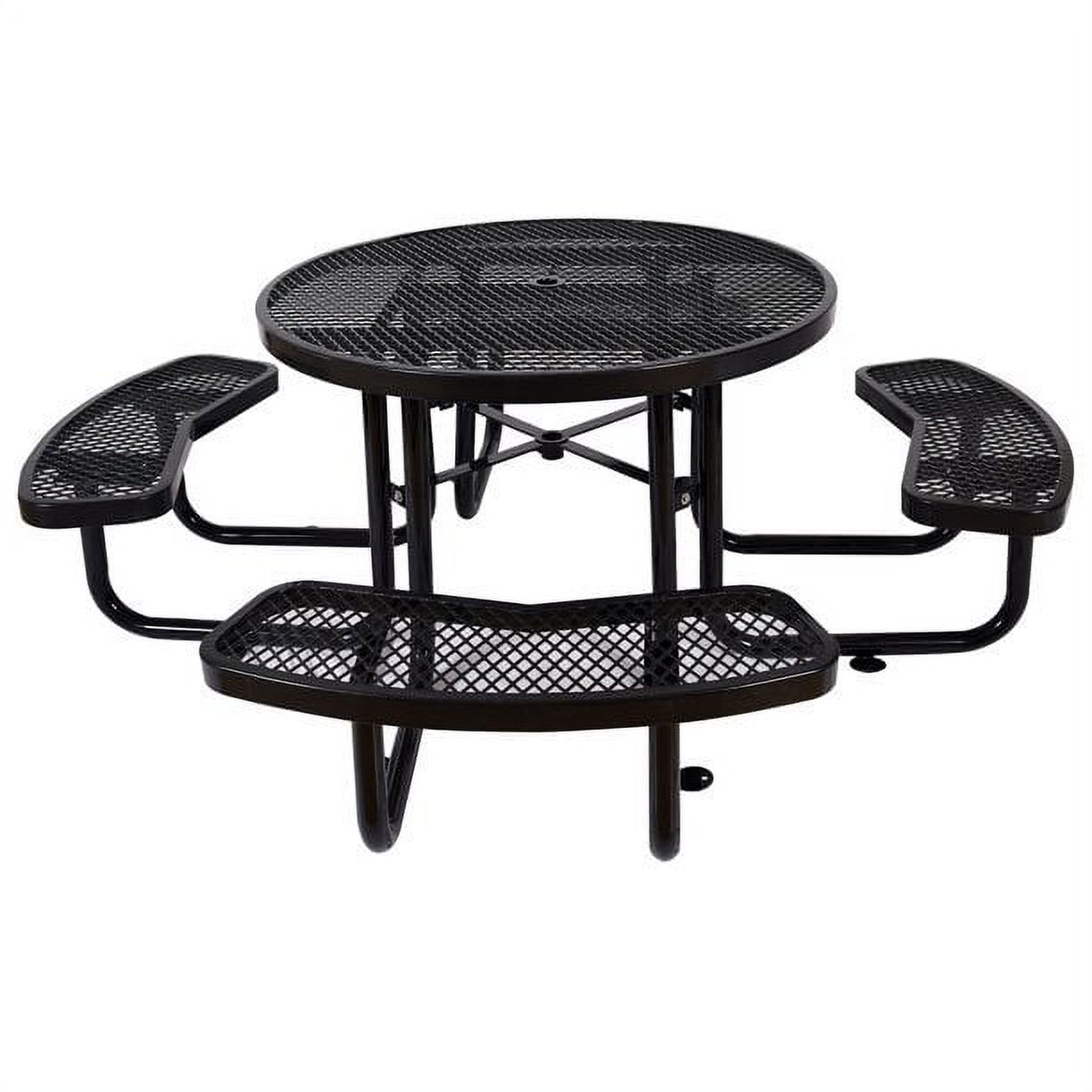46" Steel Round Picnic Table, Expanded, Industrial Metal Outdoor Table Large Camping Picnic Tables for Backyard Poolside Dining Party Garden Patio Lawn Deck (Black) - image 1 of 7