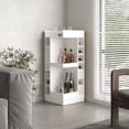 thumbnail image 1 of 46" Tall White Corner Bar Cabinet With 14 For An Elegant Living Room Modern 3 Liquor Bottle And 2 Open Shelves, 1 of 3