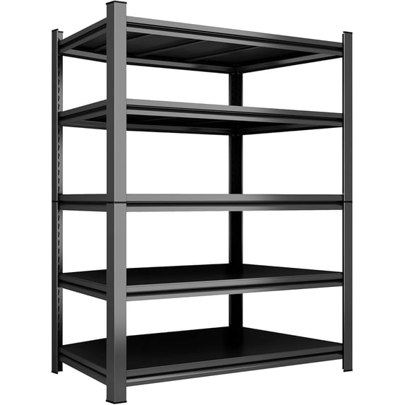 46''W Garage Shelving Heavy Duty Garage Storage Shelves, 3000 LBS Adjustable 5 Tier Industrial Shelving Unit, Metal Utility Shelf for Basement, Warehouse and Workshop (72''Hx46''Wx20''D, Black)