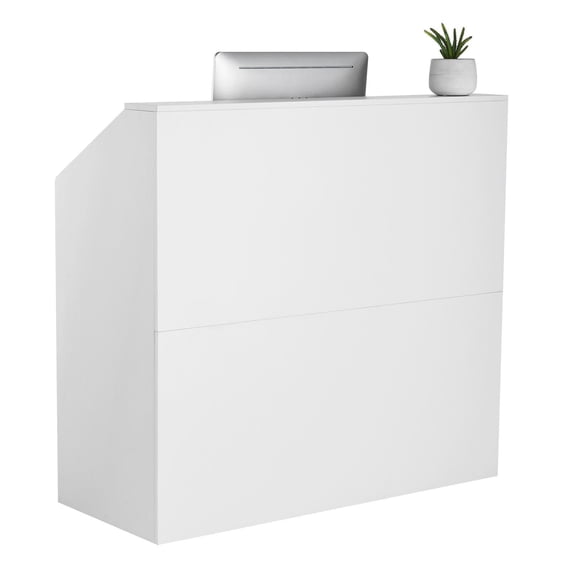 46" White Reception Counter Desk for Office Salon Retail Lobby Checkout