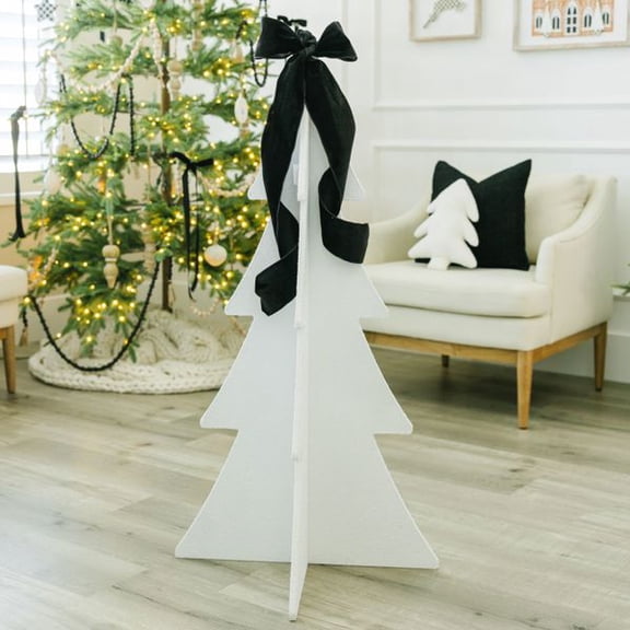 46" Wood Cutout Tree Christmas | White