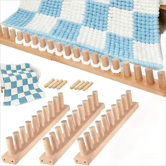 46" Wooden Knitting Loom for DIY Blankets, Adjustable Weaving Frame for Chunky Yarn