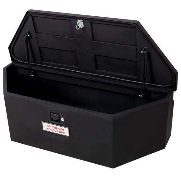 46"X18"X14.5" Tongue Truck Box Black Heavy Duty Steel Trailer Tongue Box, 6.7 CUFT Capacity, With Lock and Keys