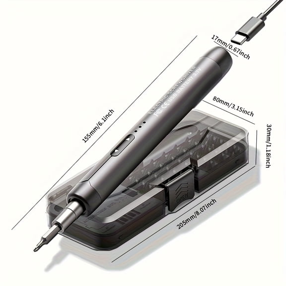 46-in-1 Mini Precision Electric Screwdriver Kit, USB Rechargeable 500mAh Battery, Brushless Motor, High Torque  Low Noise, 46 Bits for Phone, PC, Electronics  Home Repair