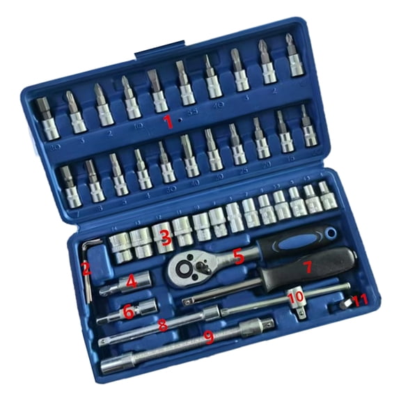 46 in 1 Ratchets Screwdriver Narrow Small Space Maintenance Socket Turning Wrench for Automotive Repair Accessories