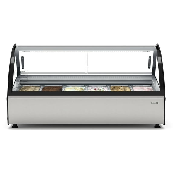 46 in. Countertop Gelato Display Case with 6 Pans and Built-in Glass Sneeze Guard in Stainless-Steel (KM-CGD6P)