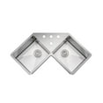 thumbnail image 1 of 46 in. Handcrafted 16 Gauge Undermount Butterfly Equal Double Bowl Stainless Steel Corner Kitchen Sink, 1 of 1