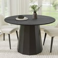 46 in. Soild Wood Black Dining Table Round Kitchen Table