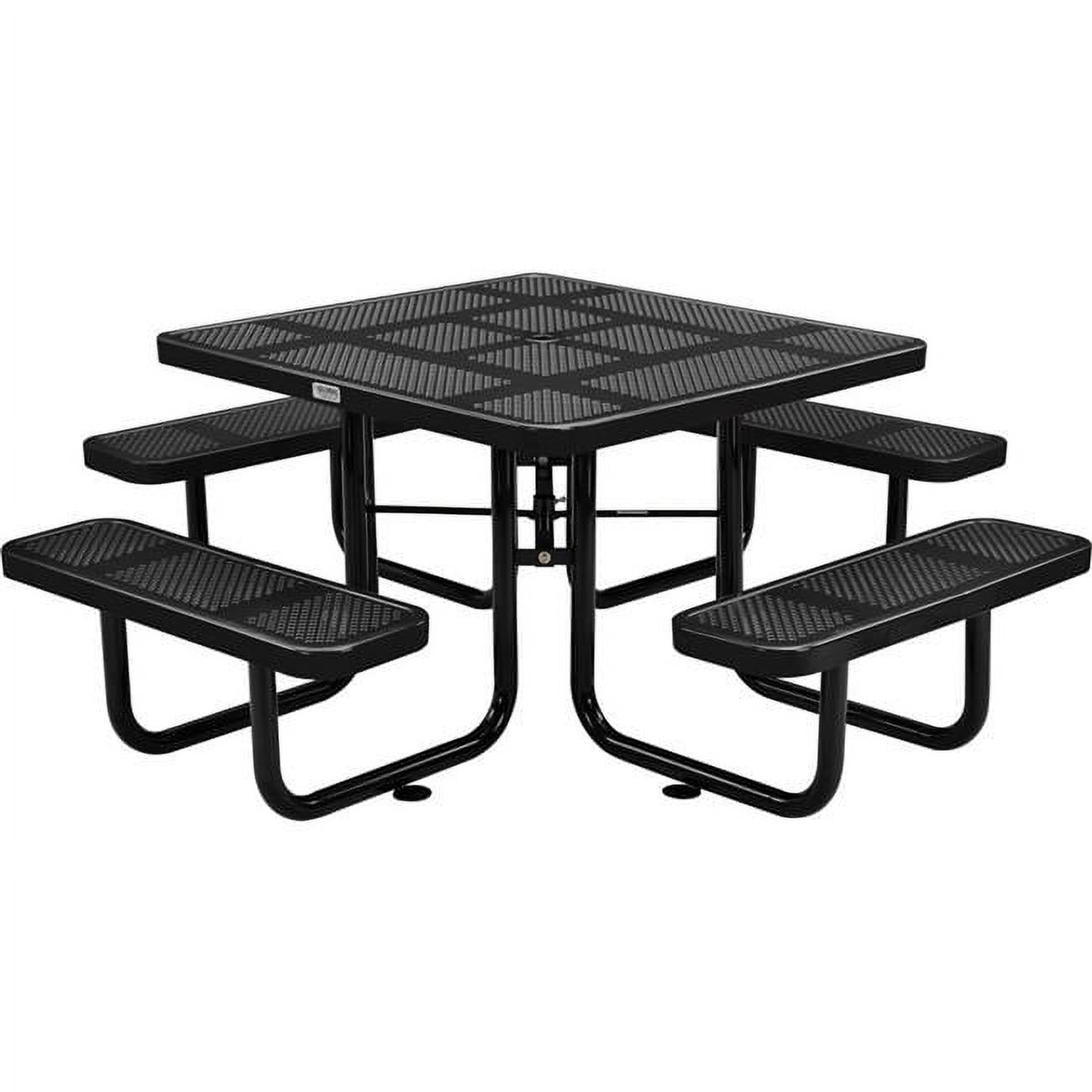 46 in. Square Outdoor Steel & Perforated Metal Picnic Table, Black