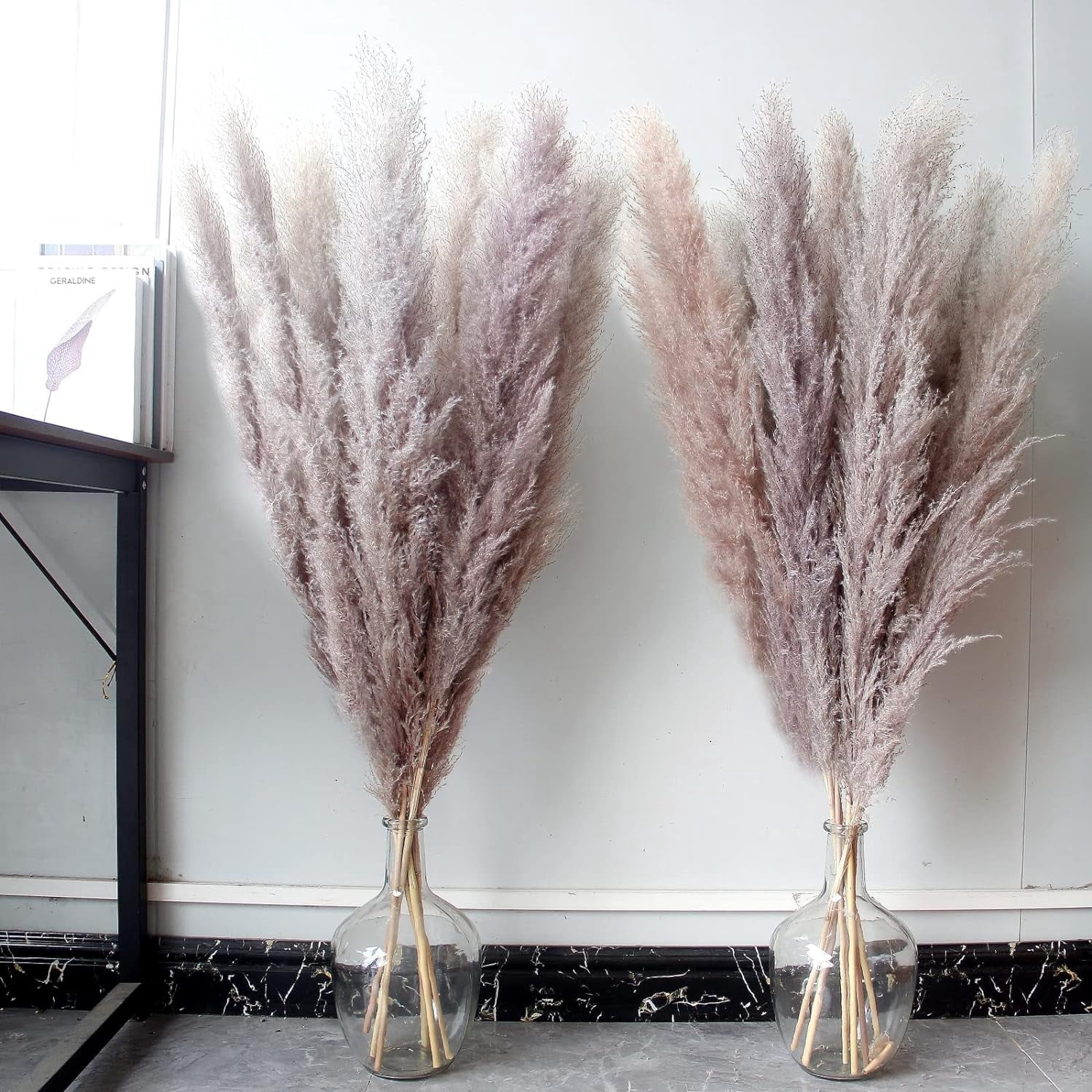 46" inch 10 Stems Natural Pampas Grass Decor Tall, Pompas Grass, Tall Pampas Grass for Weddingm, Farmhouse,  Home Decor (Grey)