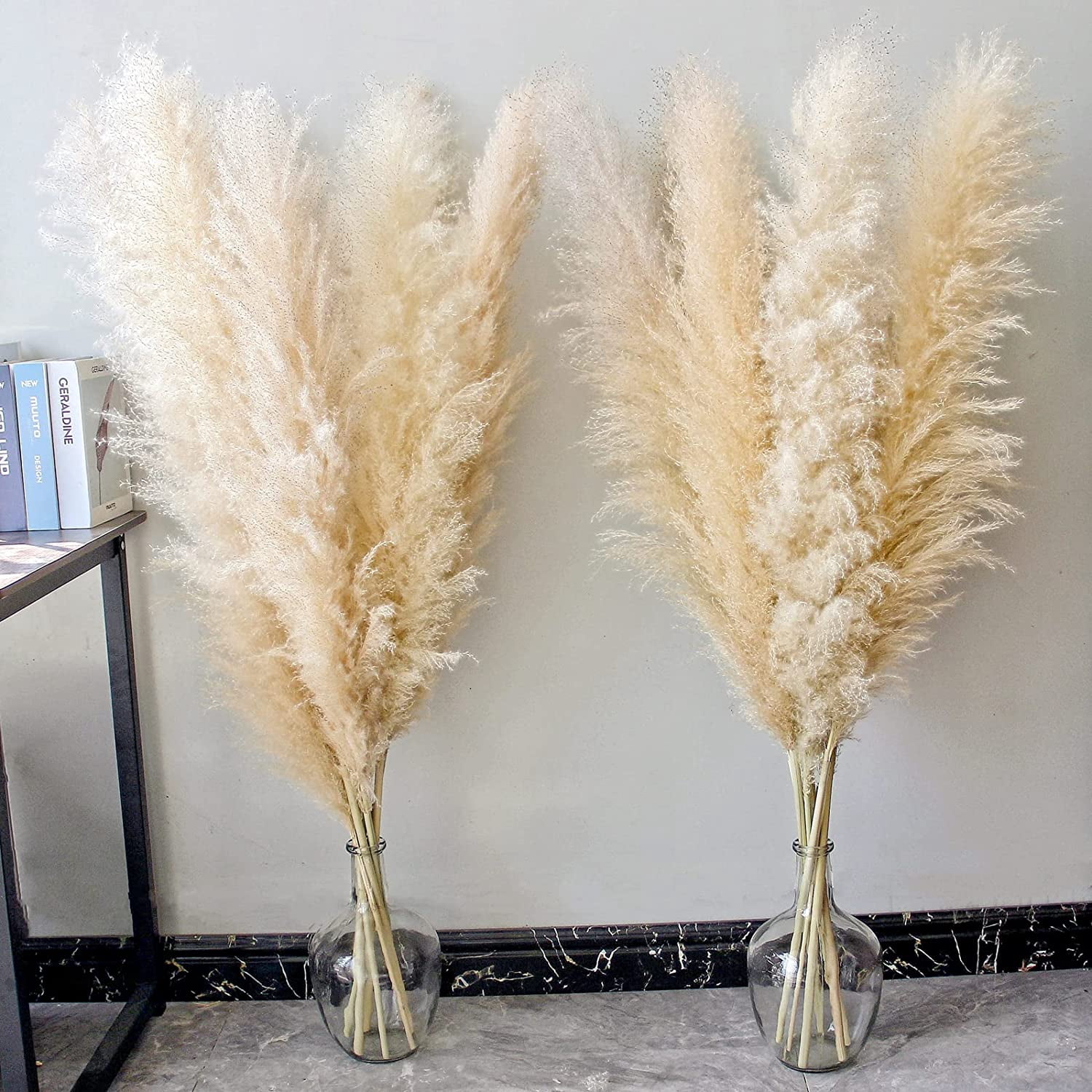 46" inch 10 Stems Natural Pampas Grass Decor Tall, Pompas Grass, Tall Pampas Grass for Weddingm, Farmhouse, Boho Home Decor (Ivory)