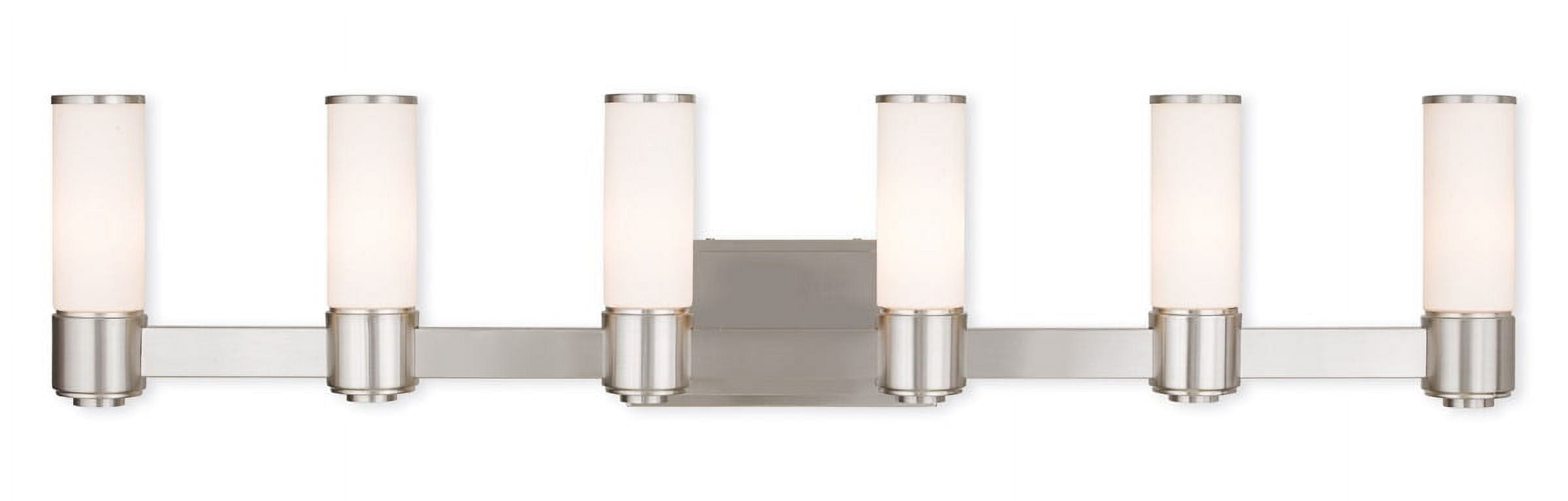 46" Brushed Nickel Vanity Light with White Glass Shade