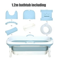 46 inch Foldable Bathtub, Portable Bathtub for Adult Kids, Large Collapsible Tub, Freestanding Surround Collapsible Bathtub, Effortless Folding Bathtub, Hot Bath, Ice Bath Blue