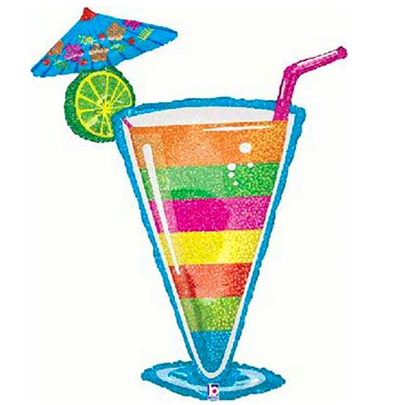 46 inch Holographic Tropical Parfait Drink Foil Mylar Balloon - Party Supplies Decorations