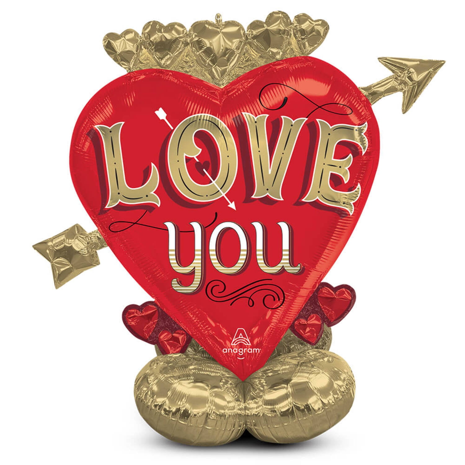 46 inch Love You Heart & Arrow Foil Mylar Balloon - Party Supplies ...
