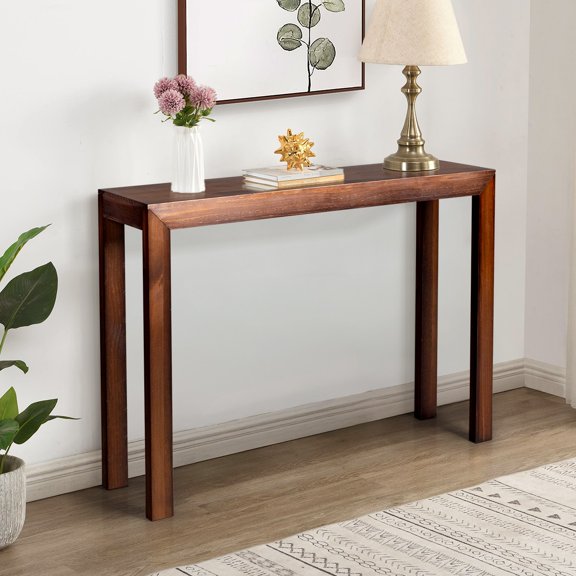46 inch Pinewood Entryway Table, UBesGoo Console Table Entrance Table, Narrow Sofa Table for Entryway, Living Room, Hallway, Dark Walnut