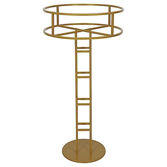 46 inches Round Top Metal Floral Riser Display Stand | 46" Tall Golden Pedestal Large Open Frame for Flower Centerpiece Wedding Party Events Reception Decorations Supplies