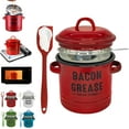 thumbnail image 1 of 46 oz Bacon Grease Container with Strainer and Food-Grade Silicone Spatula, Kitchen Grease Keeper with Lid, Saver Filter Cookware Can for Cooking, Oil Disposal & Storage - Ceramic Jar (B), 1 of 7