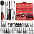 thumbnail image 1 of 46-piece set 1/4 ratchet wrench with hexagonal sleeve wrench set Automobile repair tool complete set Quick tool Quick repair, 1 of 8
